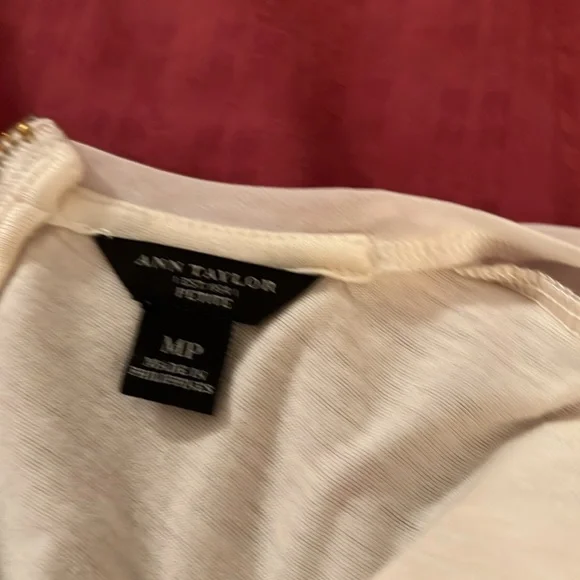 Ann Taylor Cream Sleeveless Blouse with Gold Zipper - Picture 4 of 4